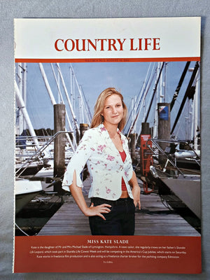 Miss Kate Slade - Kate is the daughter of Mr and Mrs Michael Slade of Lymington, Hampshire. A keen sailor, she regularly crews on her father's Skandia Life Leopard, which took part in Skandia Life Cowes Week and will be competing in the America's Cup Jubilee, which starts on Saturday. Kate works in freelance film production and is also acting as a freelance charter broker for the yachting company Edmiston