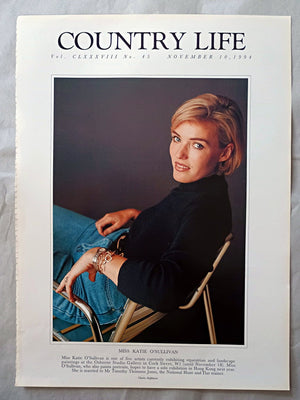 Katie O'Sullivan Country Life Magazine Portrait November 10, 1994. CLXXXVIII No. 45

Miss Katie O'Sullivan is one of five artists currently exhibiting equestrian and landscape paintings at the Osborne Studio Gallery in Cork Street, W1 (until November 18). Miss O'Sullivan, who also paints portraits, hopes to have a solo exhibition in Hong Kong next year. She is married to Mr Timothy Thomson Jones, the National Hunt and Flat trainer