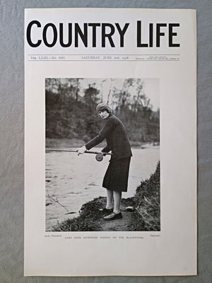 Lady Anne Cavendish Country Life Magazine Portrait, Frontispiece, June 2 1928. LXIII No. 1637

The featured frontispiece is a photograph of Lady Anne Cavendish youngest daughter of the Duke and Duchess of Devonshire, fishing in the Blackwater, Co. Cork.