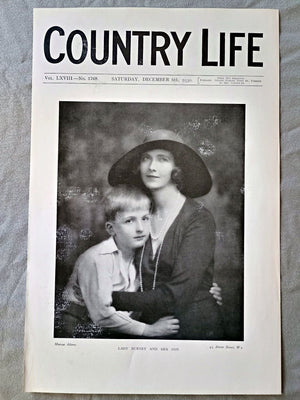 Lady Burney and Son, Cecil Dennistoun Burney, Country Life Magazine Portrait, Frontispiece, December 6 1930. LXVII No. 1768

The frontispiece this week is a photograph of Lady Burney, wife of Sir Dennistoun Burney, with her son. Lady Burney, who is a daughter of Mr. G. H. High, of Chicago, was married in 1921.