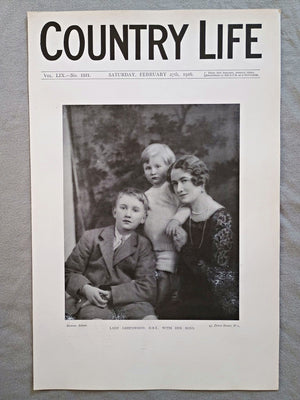 Lady Greenwood nee Margery Spencer and sons David and Michael Greenwood Country Life Magazine Portrait, Frontispiece, February 27 1926. LIX No. 1521

The featured frontispiece this week is a portrait of Lady Greenwood