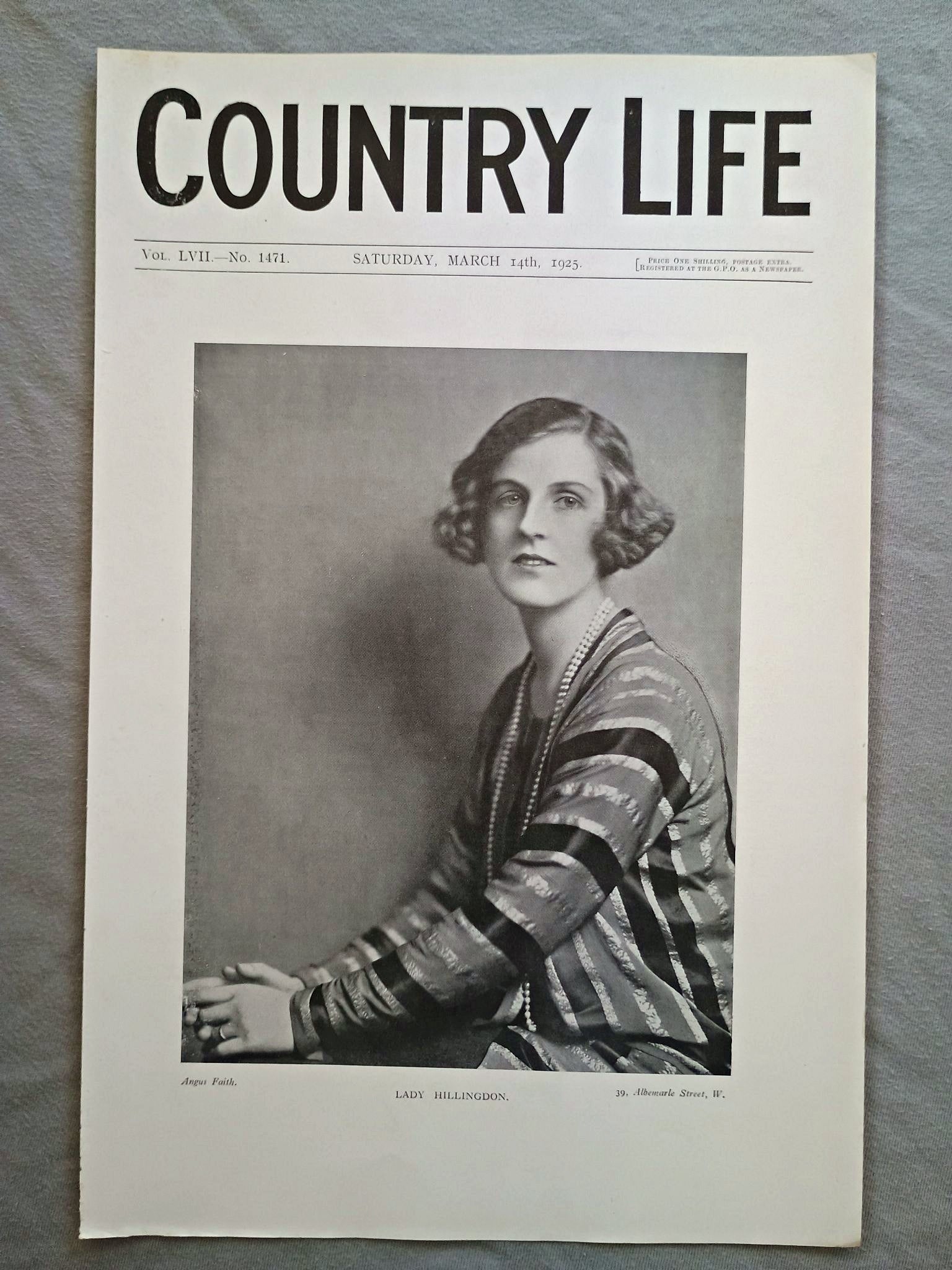 Lady Hillingdon nee Edith Mary Winifred Cadogan Country Life Magazine Portrait, Frontispiece, March 14 1925. LVII No. 1471

The featured frontispiece this week is a portrait of Lady Hillingdon