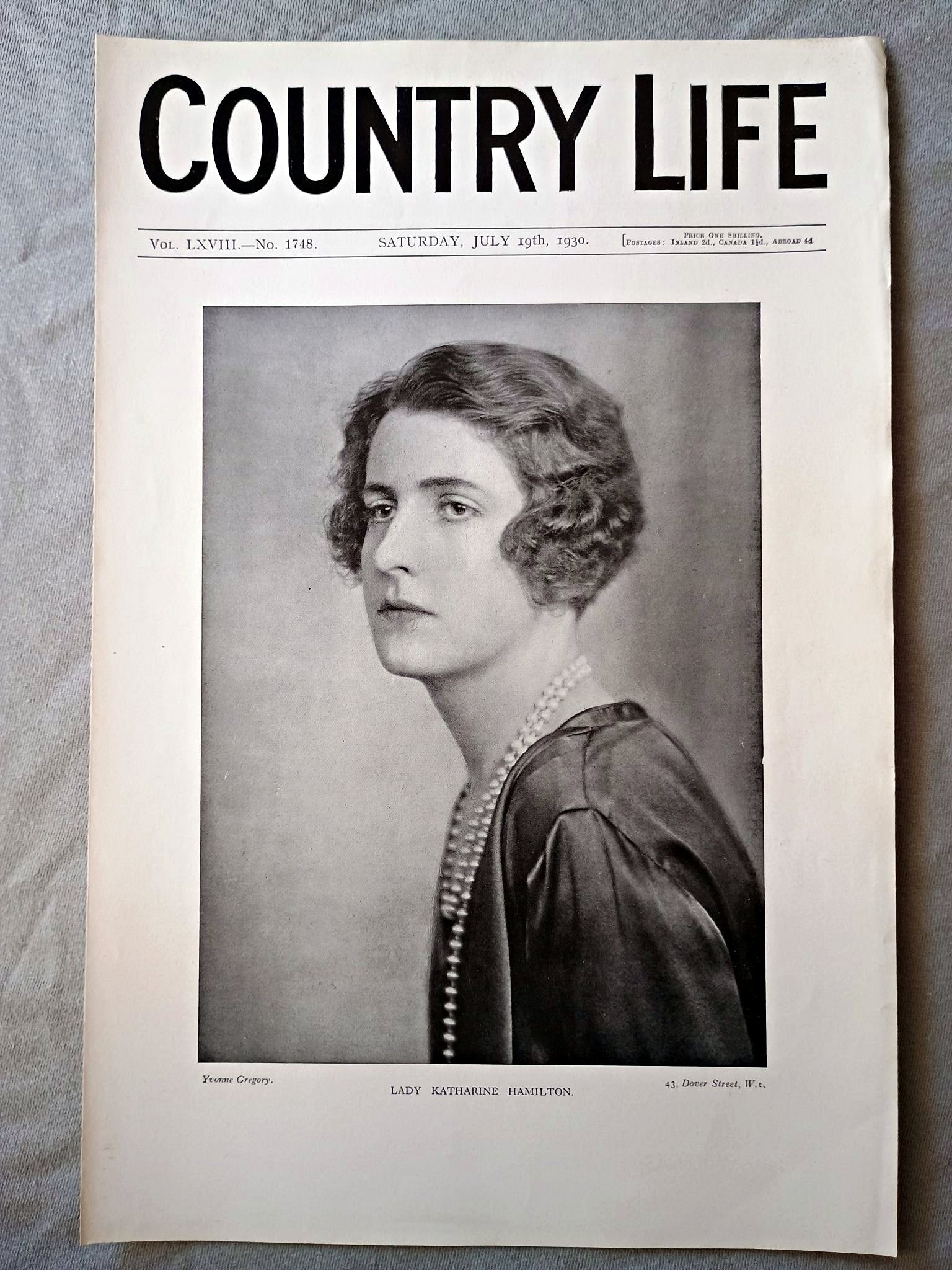 Lady Katharine Hamilton Country Life Magazine Portrait, Frontispiece, July 19 1930. LXVIII No. 1748

The featured frontispiece this week is a portrait of Lady Katharine Hamilton, youngest daughter of the Duke and Duchess of Abercorn. 