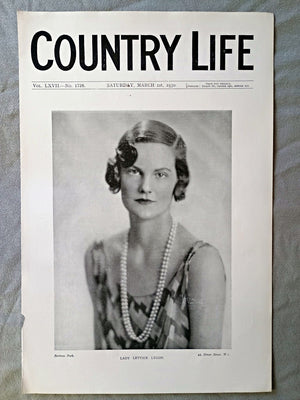 Lady Lettice Lygon Country Life Magazine Portrait, Frontispiece, March 1 1930. LXVII No. 1728

The frontispiece this week is a portrait of Lady Lettice Lygon, e'dest daughter of the Earl and Countess Beauchamp, whose engagement to Mr. R. C. G. Cotterell, Royal Horse Guards, only son of Col. Sir John Cotterell, Bt., has recently been announced.