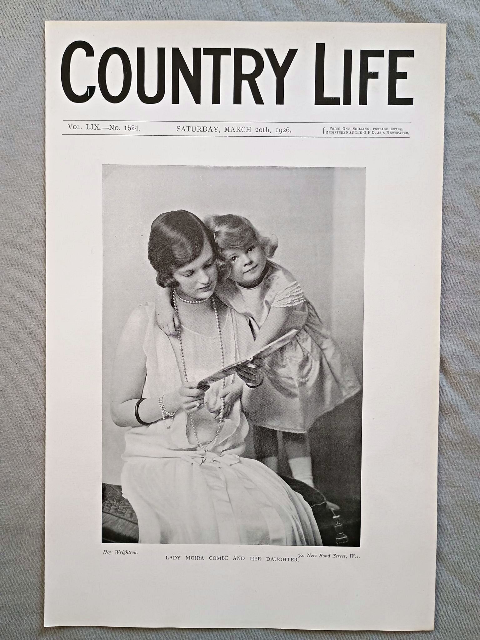 Lady Moira Combe nee Moira Scott and Daughter Audrey Combe Country Life Magazine Portrait, Frontispiece, March 20 1926. LIX No. 1524

The featured frontispiece this week is a portrait of Lady Moira Combe, who is the elder daughter (Audrey Combe)