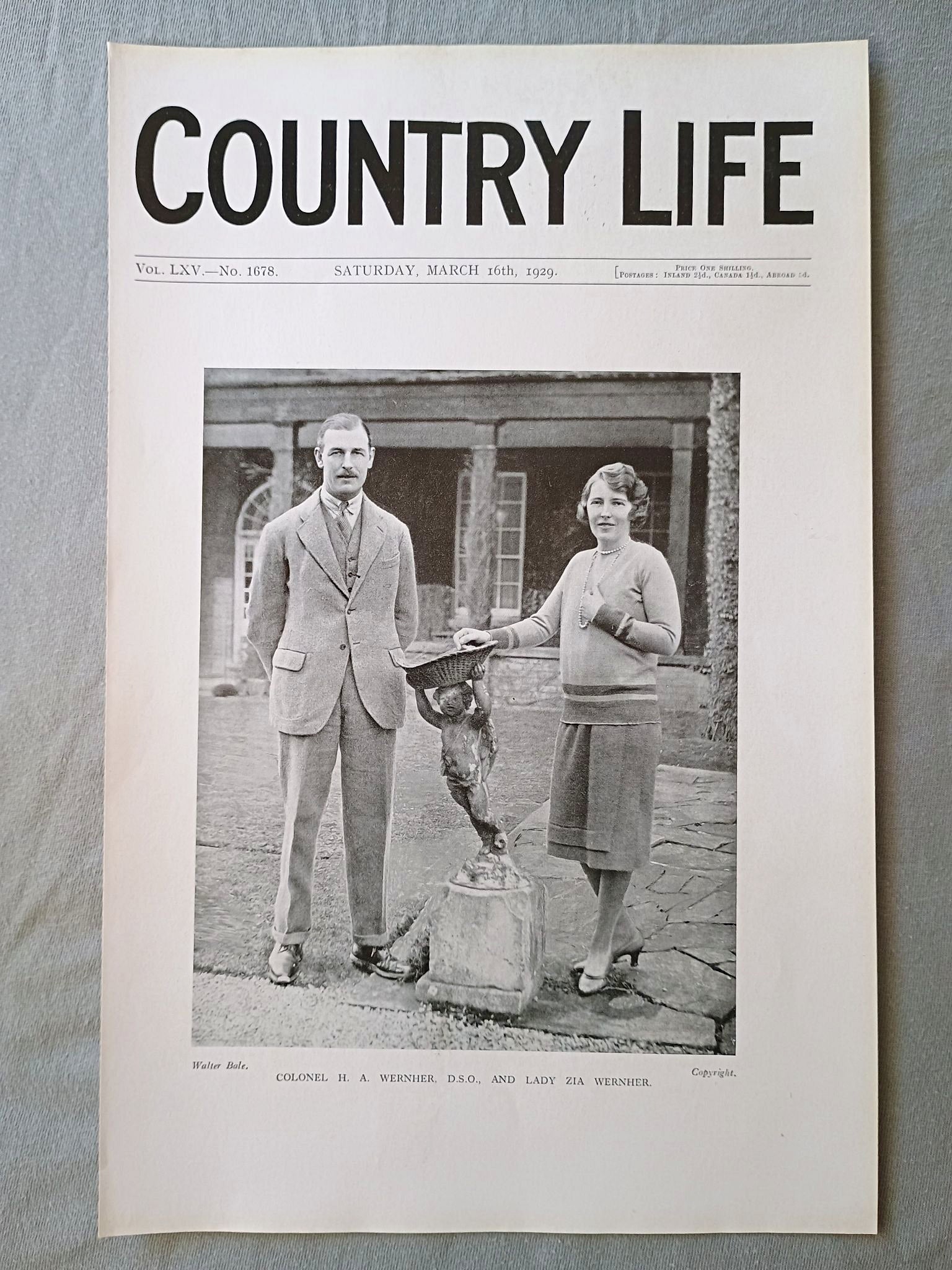 Lady Zia Wernher nee Anastasia de Torby and Colonel H A Wernher Country Life Magazine Portrait, Frontispiece, March 16 1929. LXV No. 1678

The featured frontispiece this week is is a new portrait of Colonel H. A. Wernher, D.S.O., and Lady Zia Wernher