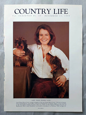Lady Diana Bowes Lyon Country Life Magazine Portrait December 15, 1994. CLXXXVIII No. 50

Lady Diana Bowes Lyon, younger daughter of the late Fergus Bowes Lyon, 17th Earl of Strath-more and Kinghorne, and of Mary, Countess of Strathmore, of Glamis, Angus, is to be married to Mr Christopher Godfrey-Faussett, elder son of Mr and Mrs Richard Godfrey-Faussett, of Badlesmere, Kent. Lady Strathmore was herself a frontispiece in February 1956 (see page 55).