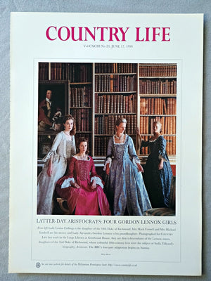 Lady Louisa Collings, Mrs Mark Cornell, Mrs Michael Lindsell, Lady Alexandra Gordon Lennox Country Life Magazine Portrait June 17 1999. CXCIII No. 23

Latter-Day Aristocrats: Four Gordon Lennox Girls - (From left) Lady Louisa Collings is the daughter of the 10th Duke of Richmond; Mrs Mark Cornell and Mrs Michael Lindsell are his nieces; and Lady Alexandra Gordon Lennox is his granddaughter. Photographed for COUNTRY LIFE last week in the Large Library at Goodwood House, they are direct descendants of the Len