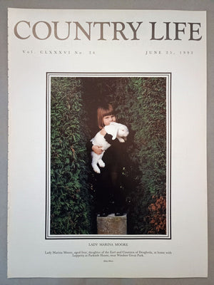 Lady Marina Moore Country Life Magazine Portrait June 25, 1992 Vol. CLXXXVI No. 26.

Lady Marina Moore, aged four, daughter of the Earl and Countess of Drogheda, at home with Loppetty at Parkside House, near Windsor Great Park.