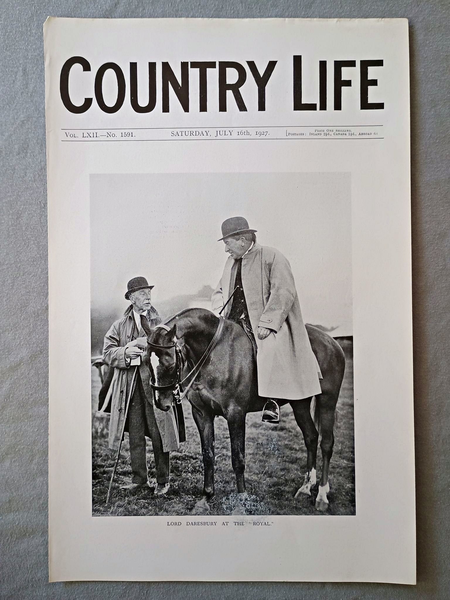 Lord Daresbury, Gilbert Greenall Country Life Magazine Portrait, Frontispiece, July 16 1927. LXII No. 1591

The featured frontispiece this week shows Lord Daresbury - better known to agriculturists all the world over as Sir Gilbert Greenall