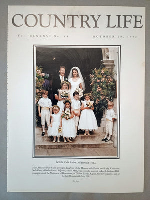 Lord and Lady Anthony Hill nee Annabel Nall-Cain Country Life Magazine Portrait October 29, 1992. CLXXXVI No. 44.

Lord and Lady Anthony Hill - Miss Annabel Nall-Cain, younger daughter of the Honourable David and Lady Katherine Nall-Cain, of Ballacleator, St Judes, Isle of Man, was recently married to Lord Anthony Hill, younger son of the Marquess of Downshire, of Clifton Castle, Ripon, North Yorkshire, and of the late Honourable Mrs Hill