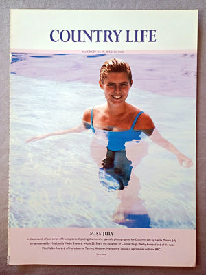 Miss Louisa Welby-Everard - Miss July, In the seventh of our series of frontispieces depicting the months, specially photographed for COUNTRY LIFE by Derry Moore, July is represented by Miss Louisa Welby-Everard, who is 25. She is the daughter of Colonel Hugh Welby-Everard and of the late Mrs Welby-Everard, of Hurstbourne Tarrant, Andover, Hampshire. Louisa is a producer with the BBC