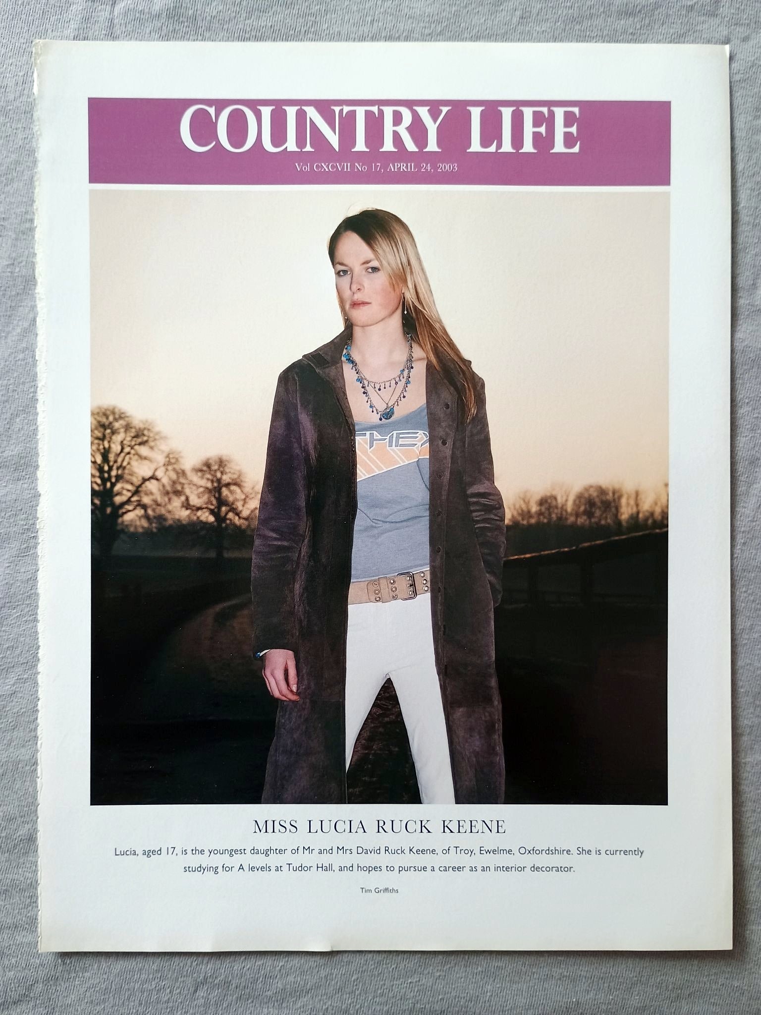 Miss Lucia Ruck Keene - Lucia, aged 17, is the youngest daughter of Mr and Mrs David Ruck Keene, of Troy, Ewelme, Oxfordshire. She is currently studying for A levels at Tudor Hall, and hopes to pursue a career as an interior decorator