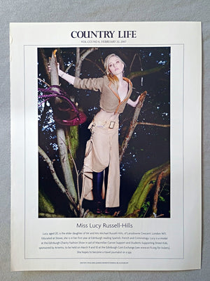 Miss Lucy Russell-Hills - Lucy, aged 20, is the elder daughter of Mr and Mrs Michael Russell-Hills, of Lansdowne Crescent, London W11. Educated at Stowe, she is in her first year at Edinburgh reading Spanish, French and Criminology. Lucy is a model at the Edinburgh Charity Fashion Show in aid of Macmillan Cancer Support and Students Supporting Street Kids, sponsored by Artemis, to be held on March 9 and 10 at the Edinburgh Corn Exchange. She hopes to become a travel journalist or a spy.