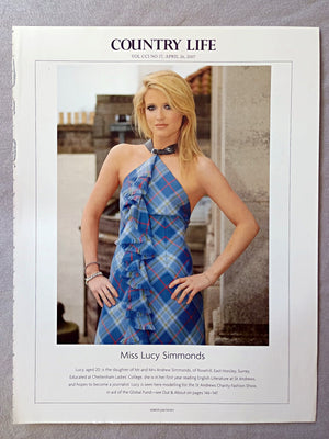 Miss Lucy Simmonds - Lucy, aged 20, is the daughter of Mr and Mrs Andrew Simmonds, of Rosehill, East Horsley, Surrey. Educated at Cheltenham Ladies' College, she is in her first year reading English Literature at St Andrews, and hopes to become a journalist. Lucy is seen here modelling for the St Andrews Charity Fashion Show, in aid of the Global.