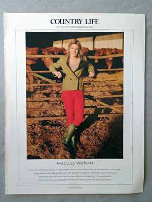 Miss Lucy Warhurst - Lucy, who will be 20 on January 3, is the daughter of Mr and Mrs Jeffrey Warhurst, of Green Farm, Sutton under Brailes, Warwickshire. Educated at Tudor Hall, she spent her gap year travelling in South America and South-East Asia, and is now in her first year at Bristol reading History of Art and Spanish. A keen shot, Lucy is photographed here at home with her father's herd of South Devons.
