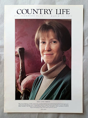 Lynn Gibson Country Life Magazine Portrait March 10, 1994. CLXXXVIII No. 10

Miss Lynn Gibson, a textile conservator, graduated from the Textile Conservation Centre last year and is currently doing a year's internship with the Textile Conservation Studio, based at Blickling Hall, Norfolk. The Studio is a self-funding, National Trust enterprise, whose members work on objects belonging to the Trust and to private owners.