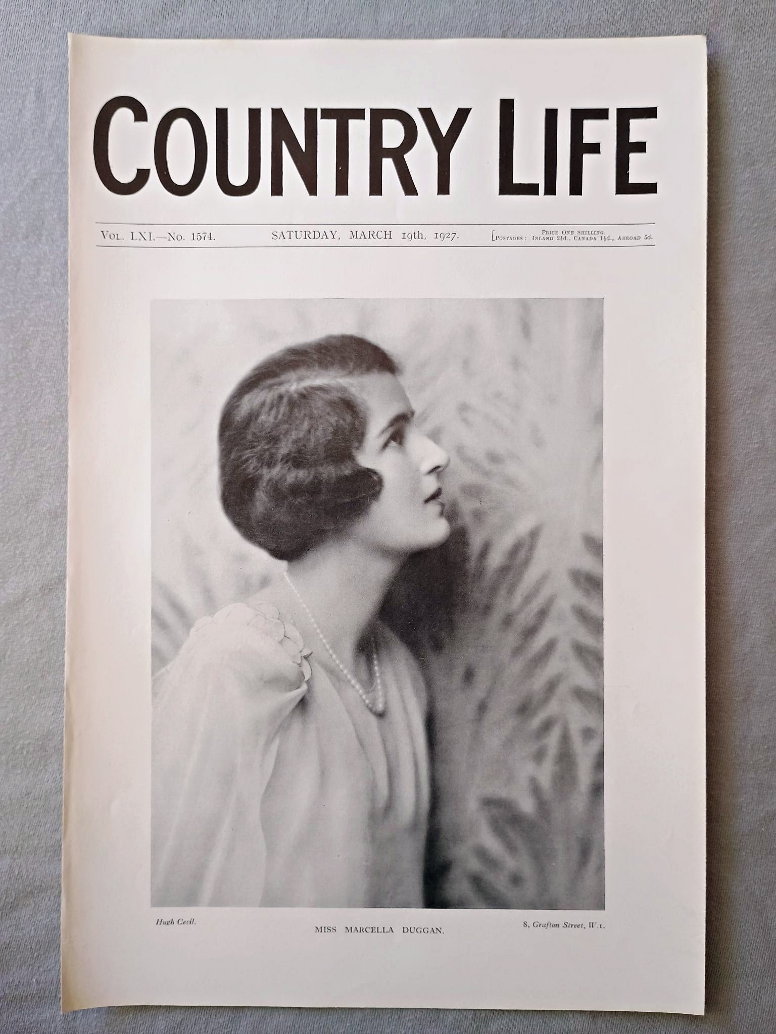 Miss Marcella Duggan Country Life Magazine Portrait, Frontispiece, March 19 1927. LXI No. 1574

Our frontispiece this week is a portrait of Miss Marcella Duggan, who is the daughter of the Marchioness Curzon of Kedleston