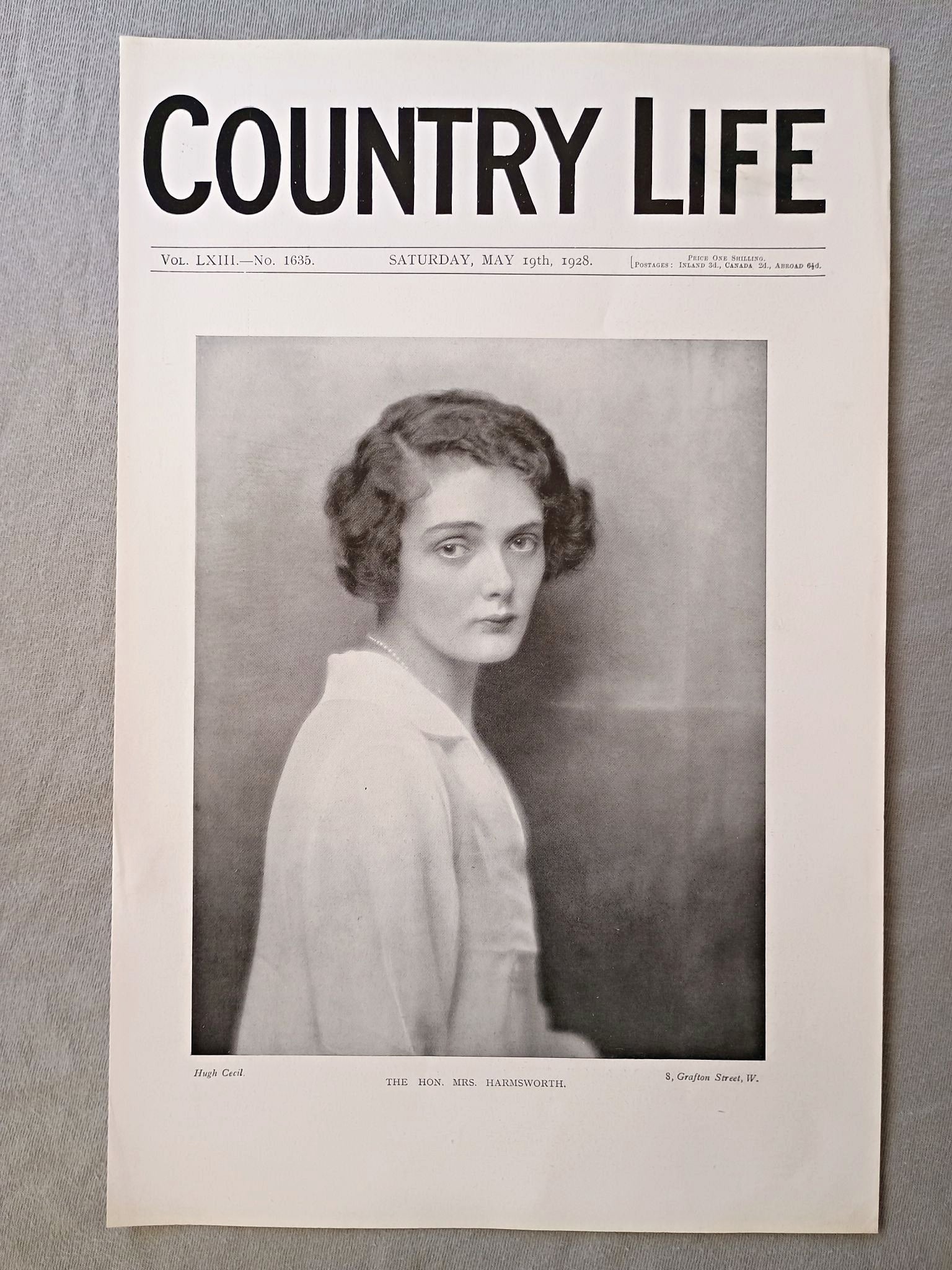 Mrs. Harmsworth nee Margaret "Peggy" Hunnam Redheady Country Life Magazine Portrait, Frontispiece, May 19 1928. LXIII No. 1635

The featured Frontispiece this week is a portrait of The Hon. Mrs. Harmsworth, a daughter of the late Mr. William Redhead,
