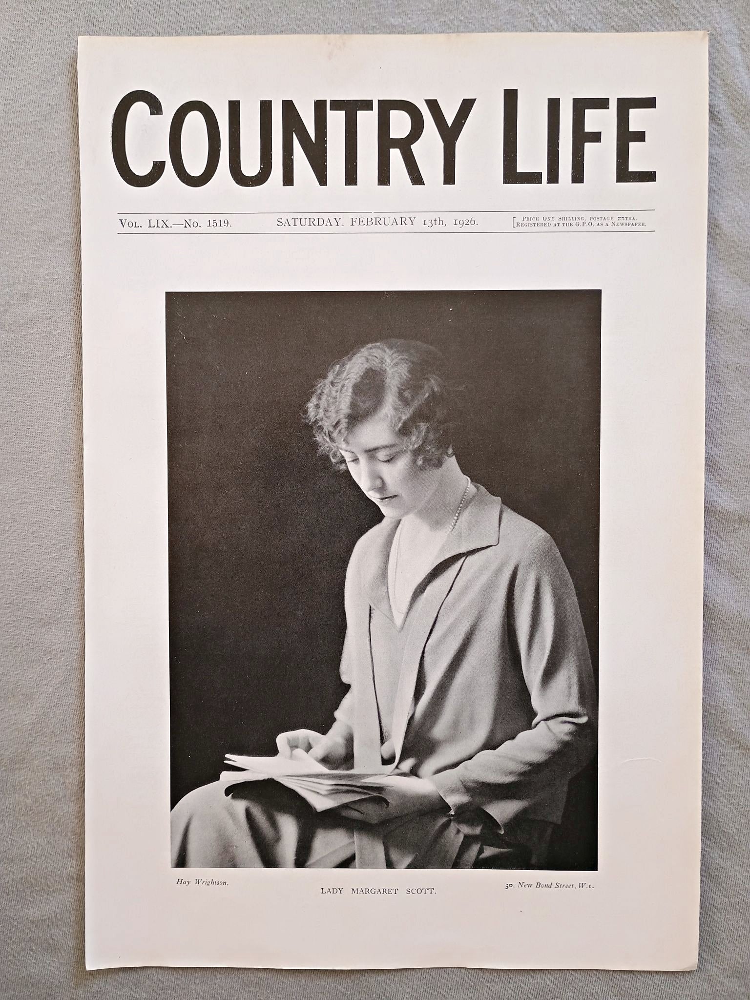 Lady Margaret Scott Country Life Magazine Portrait, Frontispiece, February 13 1926. LIX No. 1519

The featured frontispiece this week is a portrait of Lady Margaret Scott, who is the eldest daughter of the Duke and Duchess of Buccleuch