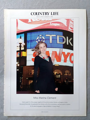 Miss Marina Clement - Marina, aged 22, is the younger daughter of Mr and Mrs Andrew Clement, of Kingston, Surrey. Educated at Benenden, she graduated from Durham with a first in economics, and now works in London for the advertising agency, Ogilvy & Mather, in Canary Wharf.