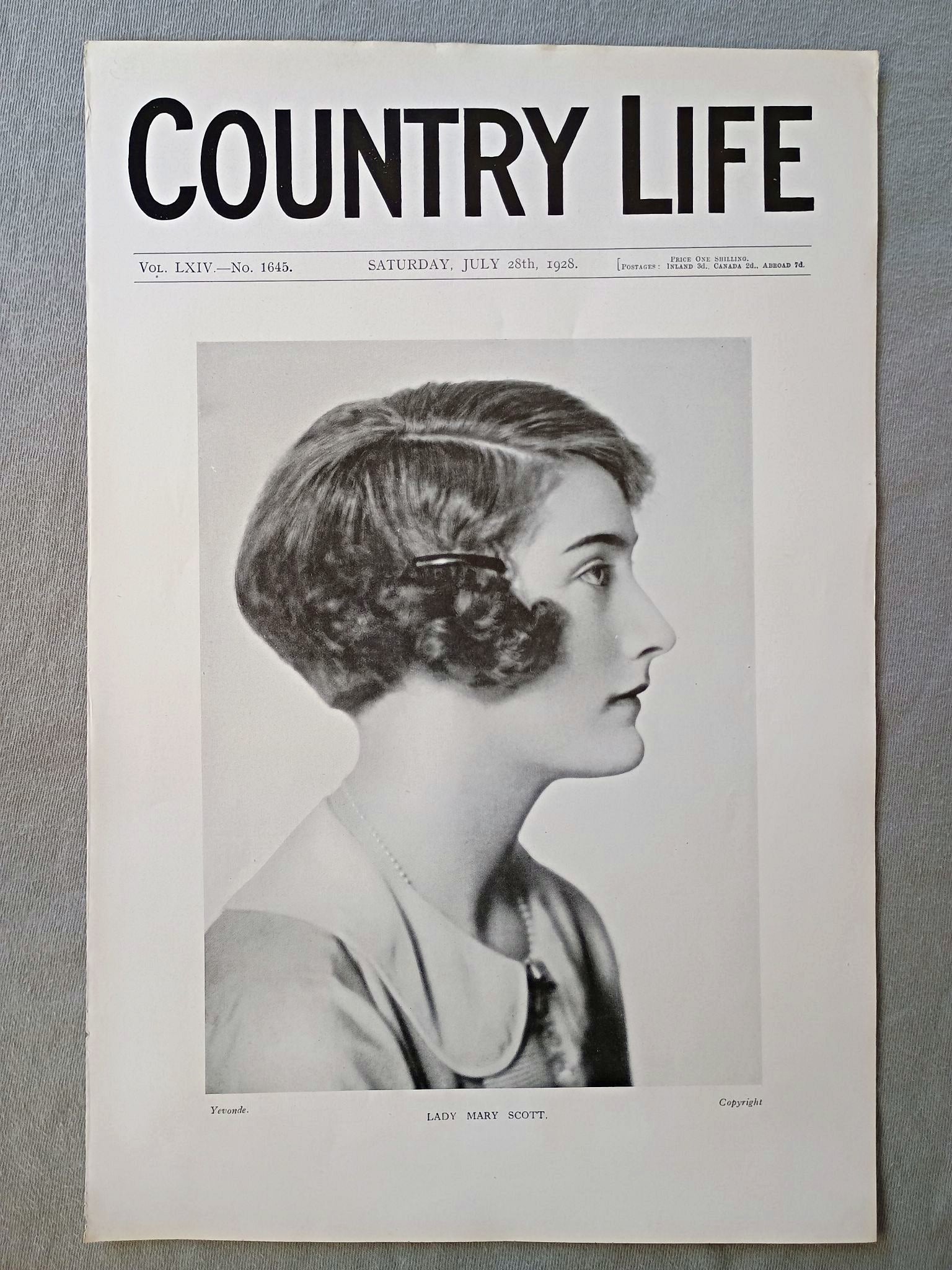 Lady Mary Montagu-Douglas-Scott Country Life Magazine Portrait, Frontispiece, July 28 1928. LXIV No. 1645

The featured frontispiece this week is is a portrait of the fourth daughter of the Duke and Duchess of Buccleuch