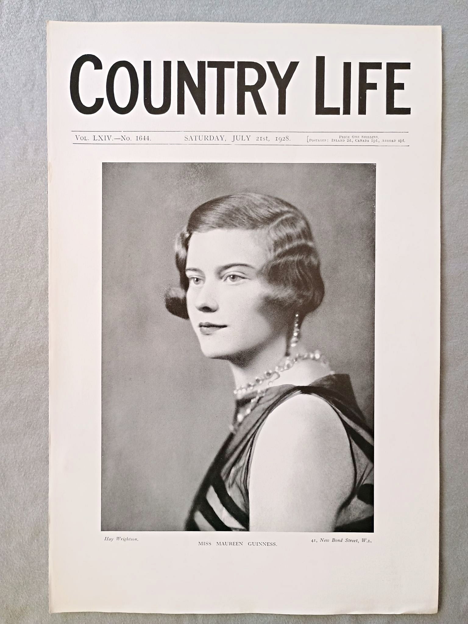 Miss Maureen Guinness Country Life Magazine Portrait, Frontispiece, July 21 1928. LXIV No. 1644

The featured frontispiece this week is a portrait of Miss Maureen Guinness