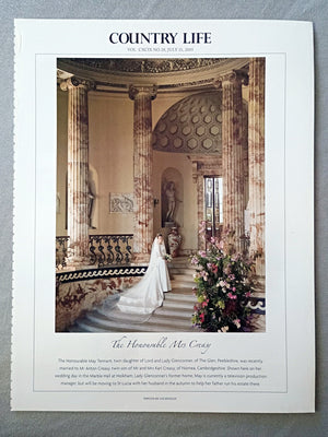 The Honourable Mrs Creasy - The Honourable May Tennant, twin daughter of Lord and Lady Glenconner, of The Glen, Peebleshire, was recently married to Mr Anton Creasy, twin son of Mr and Mrs Karl Creasy, of Nornea, Cambridgeshire. Shown here on her wedding day in the Marble Hall at Holkham, Lady Glenconner's former home, May is currently a television production manager, but will be moving to St Lucia with her husband in the autumn to help her father run his estate there.