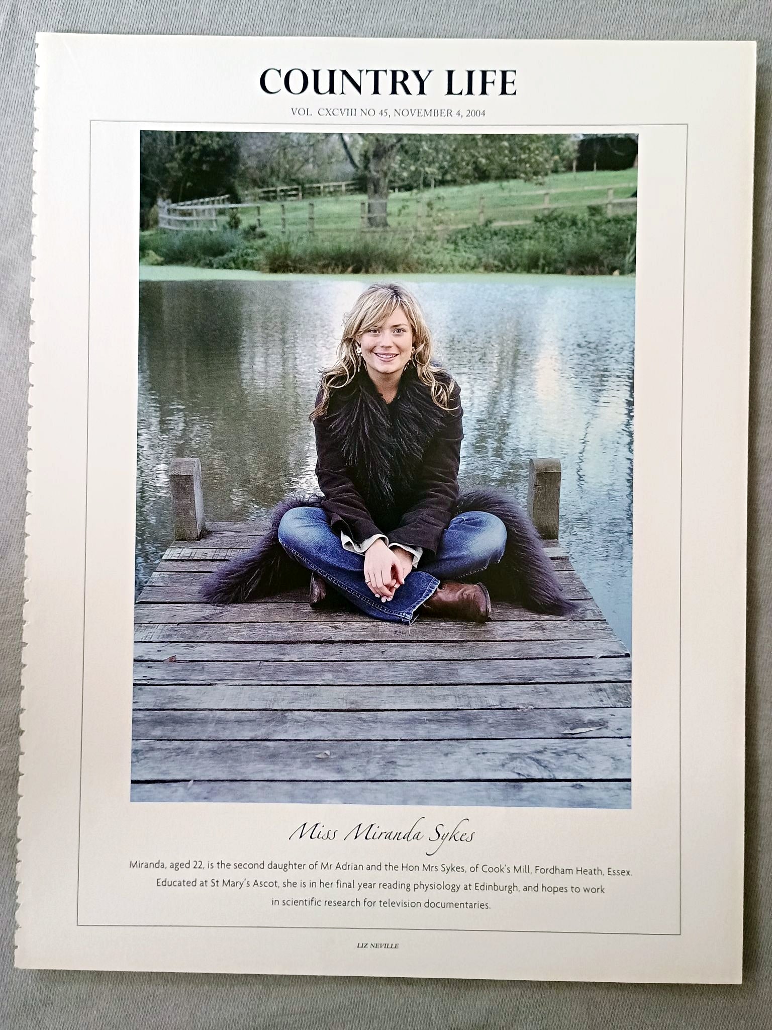 Miss Miranda Sykes - Miranda, aged 22, is the second daughter of Mr Adrian and the Hon Mrs Sykes, of Cook's Mill, Fordham Heath, Essex. Educated at St Mary's Ascot, she is in her final year reading physiology at Edinburgh, and hopes to work in scientific research for television documentaries.