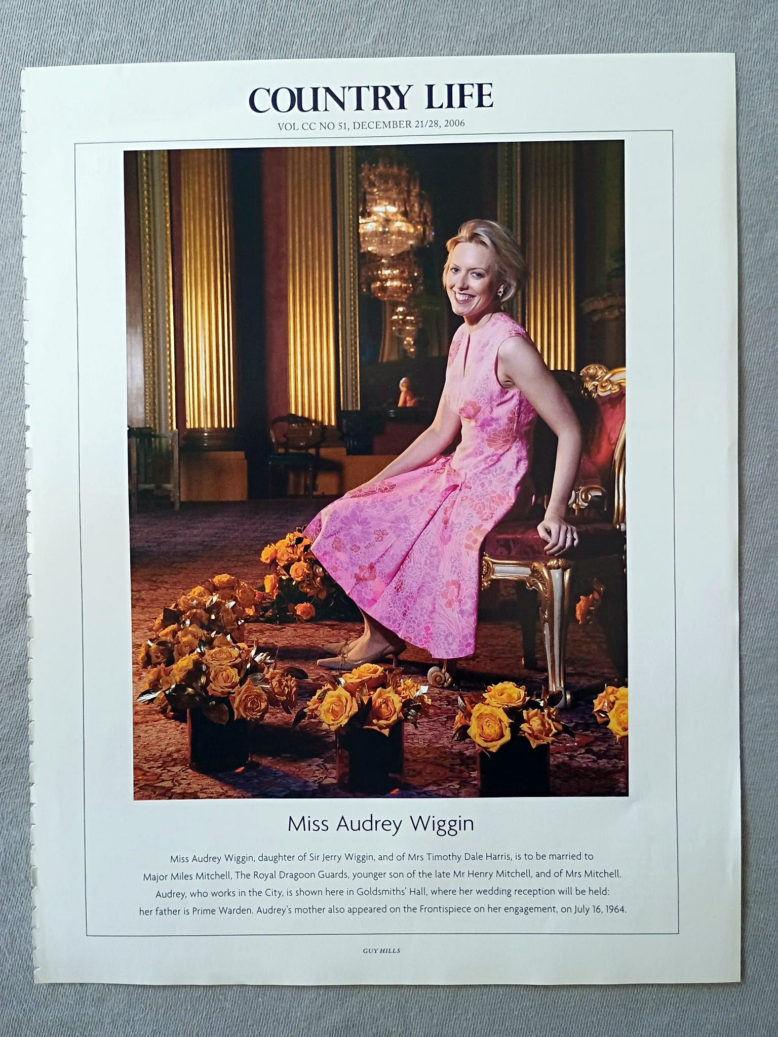 Miss Audrey Wiggin, daughter of Sir Jerry Wiggin, and of Mrs Timothy Dale Harris, is to be married to Major Miles Mitchell, The Royal Dragoon Guards