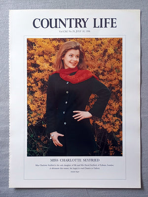 Miss Charlotte Seyfried Country Life Magazine Portrait July 18, 1996. CXC No. 29

Miss Charlotte Seyfried is the only daughter of Mr and Mrs David Seyfried, of Fulham, London. A debutante this season, she hopes to read Classics at Oxford