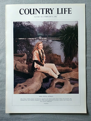 Miss Fiona Aitken Country Life Magazine Portrait February 8, 1996. CXC No. 6

Miss Fiona Aitken hunts on Exmoor and has two Arab mares from which she breeds. She founded her own fashion company in 1994, and is pictured wearing a jacket and wrap from the current collection