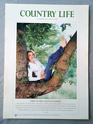 Miss Flora Montgomery Country Life Magazine Portrait July 8 1999. CXCIII No. 27

Miss Flora Montgomery - Flora, aged 25, is an actress. She won Best Actress of 1998 at The Irish Times ESB Irish Theatre Awards for her performance of Strindberg's Miss Julie. Brought up at Grey Abbey, on the shores of Strangford Lough in Northern Ireland, Flora trained at the Gaiety School of Acting in Dublin, and has since appeared in numerous productions. When not filming or on stage, she is to be found surfing in Connemara 
