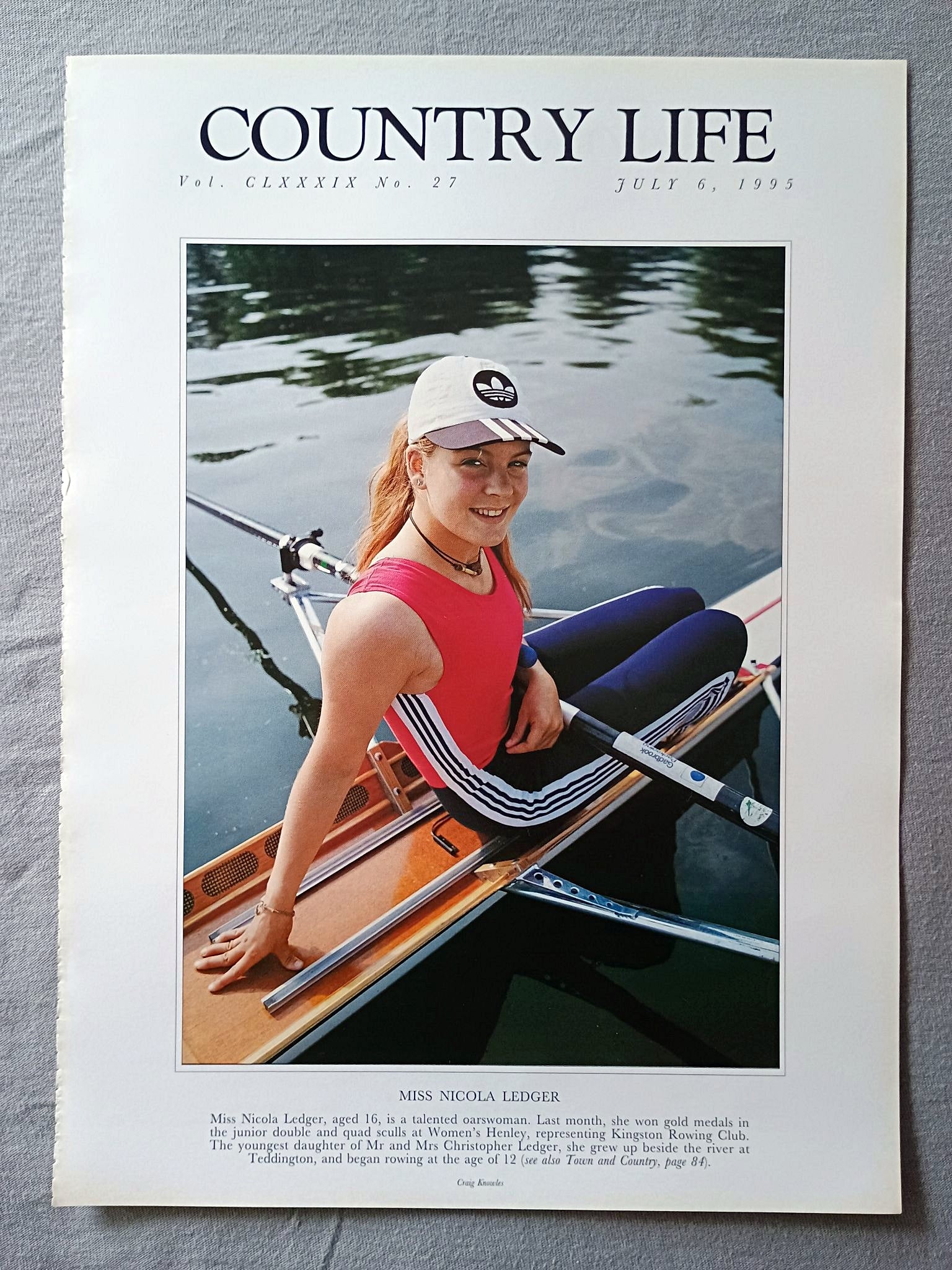 Miss Nicola Ledger Country Life Magazine Portrait July 6, 1995. CLXXXIX No. 27

Miss Nicola Ledger, aged 16, is a talented oarswoman. Last month, she won gold medals in the junior double and quad sculls at Women's Henley, representing Kingston Rowing Club. The youngest daughter of Mr and Mrs Christopher Ledger, she grew up beside the river at Teddington, and began rowing at the age of 12