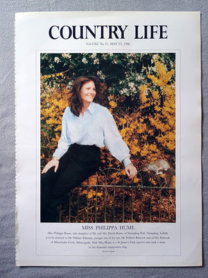 Miss Philippa Hume Country Life Magazine Portrait May 23, 1996. CXC No. 21

Miss Philippa Hume, only daughter of Mr and Mrs David Hume, of Shimpling Hall, Shimpling, Suffolk, is to be married to Mr William Babcock, younger son of the late Mr William Babcock and of Mrs Babcock, of Minnehaha Creek, Minneapolis. With Miss Hume is a St James's Park squirrel who took a shine to her diamond engagement ring