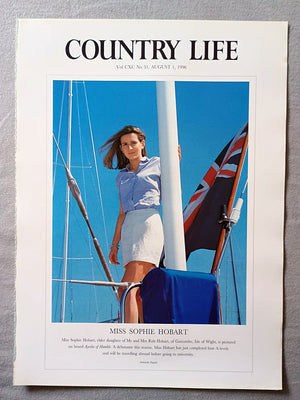 Miss Sophie Hobart Country Life Magazine Portrait August 1, 1996. CXC No. 31

Miss Sophie Hobart, elder daughter of Mr and Mrs Rob Hobart, of Gatcombe, Isle of Wight, is pictured on board Ayesha of Hamble. A debutante this season, Miss Hobart has just completed four A levels and will be travelling abroad before going to university