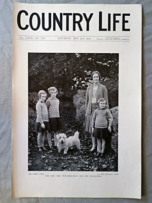 Mrs. Wyndham-Quin nee Marjorie Elizabeth Pretyman Country Life Magazine Portrait, Frontispiece, May 31 1930. LXVII No. 1741

The frontispiece shows the Hon. Mrs. Wyndham-Quin, born Marjorie Elizabeth Pretyman, posing with her three young daughters, Ursula, Marjorie, and Pamela.
