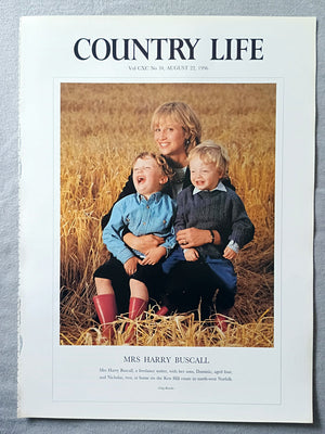 Mrs Harry Buscall nee Kathryn Adriana Hill Country Life Magazine Portrait August 22, 1996. CXC No. 34

Mrs Harry Buscall nee Kathryn Adriana Hill, a freelance writer, with her sons, Dominic, aged four, and Nicholas, two, at home on the Ken Hill estate in north-west Norfolk