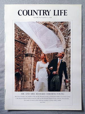 Mrs Richard Osborne-Young nee Fiona Lumsden Country Life Magazine Portrait July 11, 1996. CXC No. 28

Mr and Mrs Richard Osborne-Young - Miss Fiona Lumsden, only daughter of Mr and Mrs Marshall Lumsden, of Southwold, Suffolk, was recently married to Mr Richard Osborne-Young, second son of Mr and Mrs Kenneth Osborne-Young, of Pensax, Worcestershire. The couple are shown at their windswept reception, at Leiston Abbey, Suffolk.