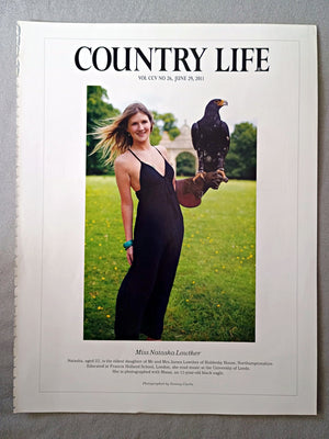 Miss Natasha Lowther - Natasha, aged 22, is the eldest daughter of Mr and Mrs James Lowther of Holdenby House, Northamptonshire. Educated at Francis Holland School, London, she read music at the University of Leeds. She is photographed with Masai, an 11-year-old black eagle.