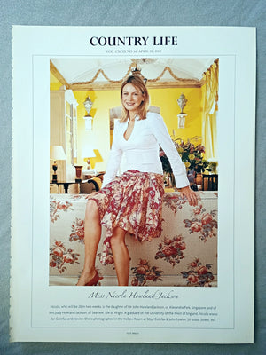 Miss Nicola Howland Jackson - Nicola, who will be 26 in two weeks, is the daughter of Mr John Howland Jackson, of Alexandra Park, Singapore, and of Mrs Judy Howland-Jackson, of Seaview, Isle of Wight. A graduate of the University of the West of England, Nicola works for Colefax and Fowler. She is photographed in the Yellow Room at Sibyl Colefax & John Fowler, 39 Brook Street, WI.