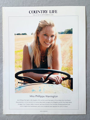Miss Phillippa Warrington, elder daughter of Mr and Mrs Lance Warrington, of Cats Abbey Farm, Northleach, Gloucestershire, is to be married to Mr Nicolas Dalby-Welsh, younger son of Brigadier and Mrs Tony Dalby-Welsh, of Judge's Court, Shepton Mallet, Somerset. Seen here at home in the Cotswolds, Phillippa graduated with a first in English from Southampton, and is now a residential sales negotiator for Savills in Fulham.