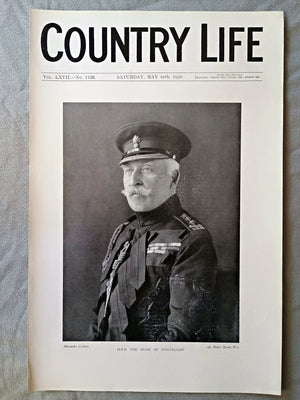 Prince Arthur, The Duke of Connaught Country Life Magazine Portrait, Frontispiece, May 10 1930. LXVII No. 1738

The frontispiece shows a new portrait of H.R.H. The Duke of Connaught and Strathearn, Prince Arthur (1850–1942), the third son and seventh child of Queen Victoria, to mark the occasion of his eightieth birthday. 