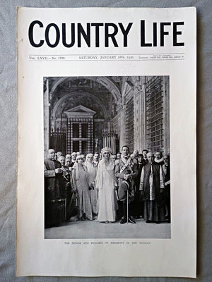 Prince and Princess of Piedmont Country Life Magazine Portrait, Frontispiece, January 18 1930. LXVII No. 1722

Prince Umberto of Italy (the Prince of Piedmont) and his bride, Princess Marie-José of Belgium, at the Vatican in Rome.
