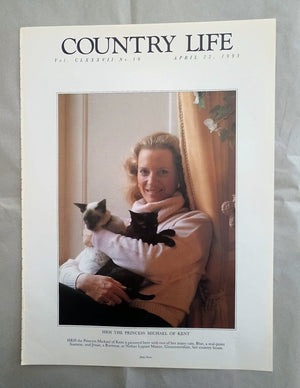 Princess Michael of Kent Country Life Magazine Portrait April 22, 1993. CLXXXVII No. 16.

HRH the Princess Michael of Kent is pictured here with two of her many cats, Blue, a seal-point Siamese, and Jessie, a Burmese, at Nether Lypiatt Manor, Gloucestershire, her country house..