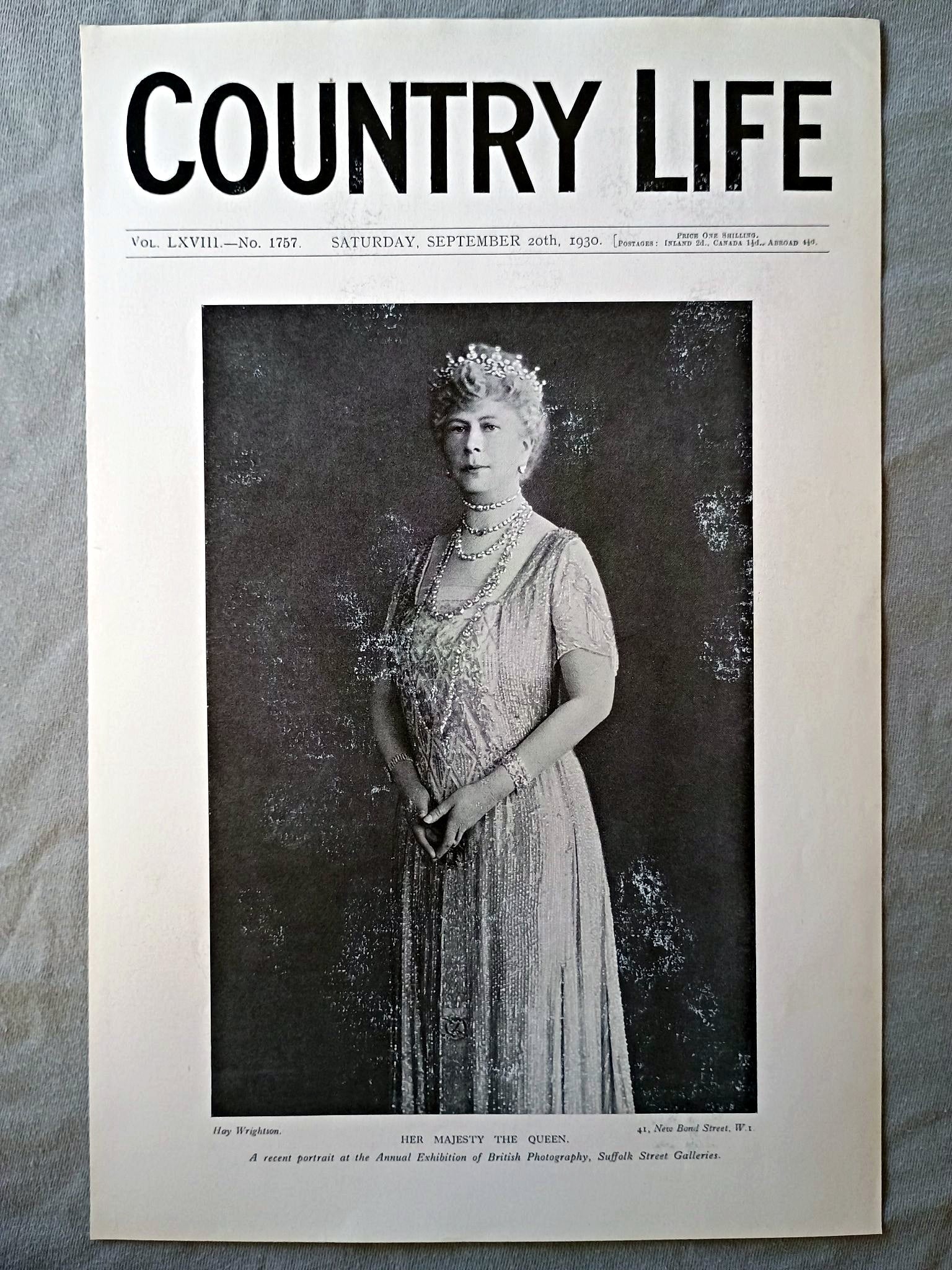 Queen Mary Country Life Magazine Portrait, Frontispiece, September 20 1930. LXVIII No. 1757

Our frontispiece this week is a portrait Her Majesty The Queen. Queen Mary (1867–1953), the Queen consort of King George V.
