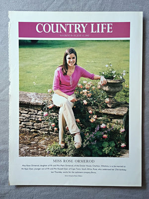 Miss Rose Ormerod, daughter of Mr and Mrs Mark Ormerod, of the Dower House, Charlton, Wiltshire, is to be married to Mr Ryan Dyer, younger son of Mr and Mrs Russell Dyer, of Cape Town, South Africa. Rose, who celebrated her 27th birthday last Thursday, works for the cashmere company Brora