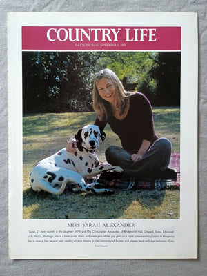 Miss Sarah Alexander - Sarah, 21 next month, is the daughter of Mr and Mrs Christopher Alexander, of Bridgewick Hall, Chappel, Essex. Educated at St Mary's, Wantage, she is a keen scuba diver, and spent part of her gap year on a coral conservation project in Honduras. She is now in her second year reading ancient history at the University of Exeter, and is seen here with her dalmatian, Dido.