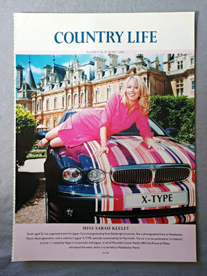 Miss Sarah Keeley - Sarah, aged 25, has organised events for Jaguar Cars since graduating from Edinburgh University. She is photographed here at Waddesdon Manor, Buckinghamshire, with a collector's Jaguar X-TYPE, specially customised by Sir Paul Smith. The car is to be auctioned at 'it's fashion!", on June 11, hosted by Vogue in conjunction with Jaguar, in aid of Macmillan Cancer Relief. HRH the Prince of Wales will attend the event, which is to be held at Waddesdon Manor