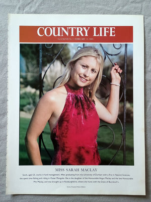 Miss Sarah Maclay - Sarah, aged 25, works in fund management. After graduating from the University of Durham with a first in Natural Sciences, she spent time fishing and riding in Outer Mongolia. She is the daughter of the Honourable Angus Maclay and the late Honourable Mrs Maclay, and was brought up in Roxburghshire, where she hunts with the Duke of Buccleuch's..